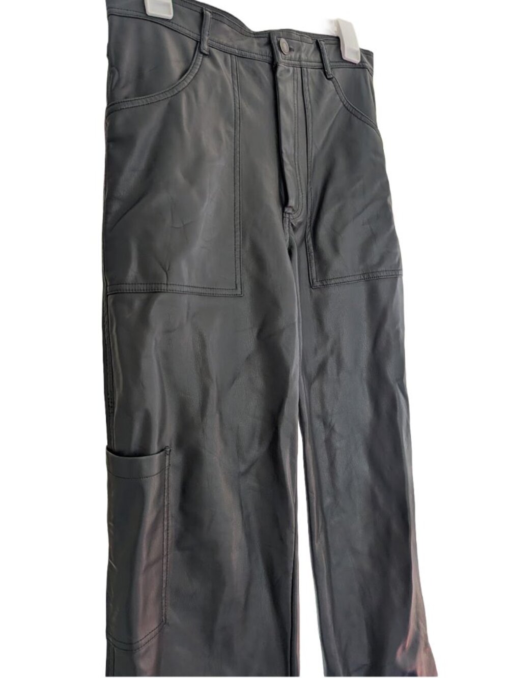 Zara Faux Leather High Waisted Wide Leg Cargo Pants - Picture 3 of 6
